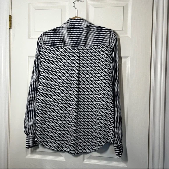 REISS Black and White Patterned Long Sleeve Shirt Size Small - Picture 2 of 7